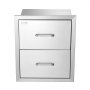 VEVOR outdoor kitchen drawers in stainless steel, two-tier storage solution.