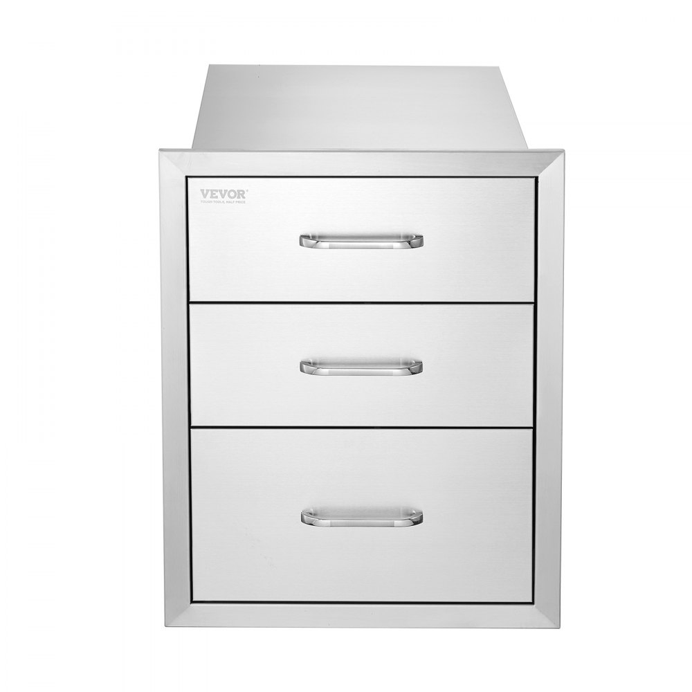 VEVOR 18x23 Inch Outdoor Kitchen Stainless Steel Triple Access BBQ Drawers with Chrome Handle, 18 x23 x 23 Inch