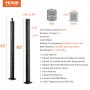 VEVOR cable railing post, 42" and 40" black sus304 stainless steel, 12 holes, 6.17 lbs, 4ft spacing.