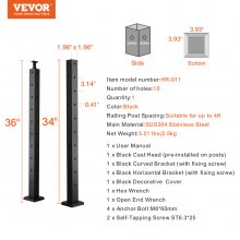 VEVOR relingpaal 91,44x5,08x5,08cm L-vormig gat hoekrelingpaal 1 stuk.