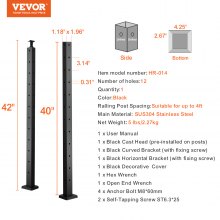 VEVOR relingpaal 106,68x2,54x5,08cm L-vormig gat hoekrelingpaal