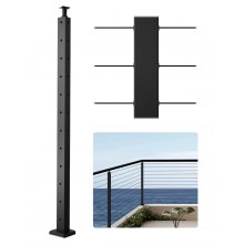 VEVOR Kabelleuningpaal 106,7x3x5cm L-gaten Zwart 1JZLGZXHS10607YXO001V0