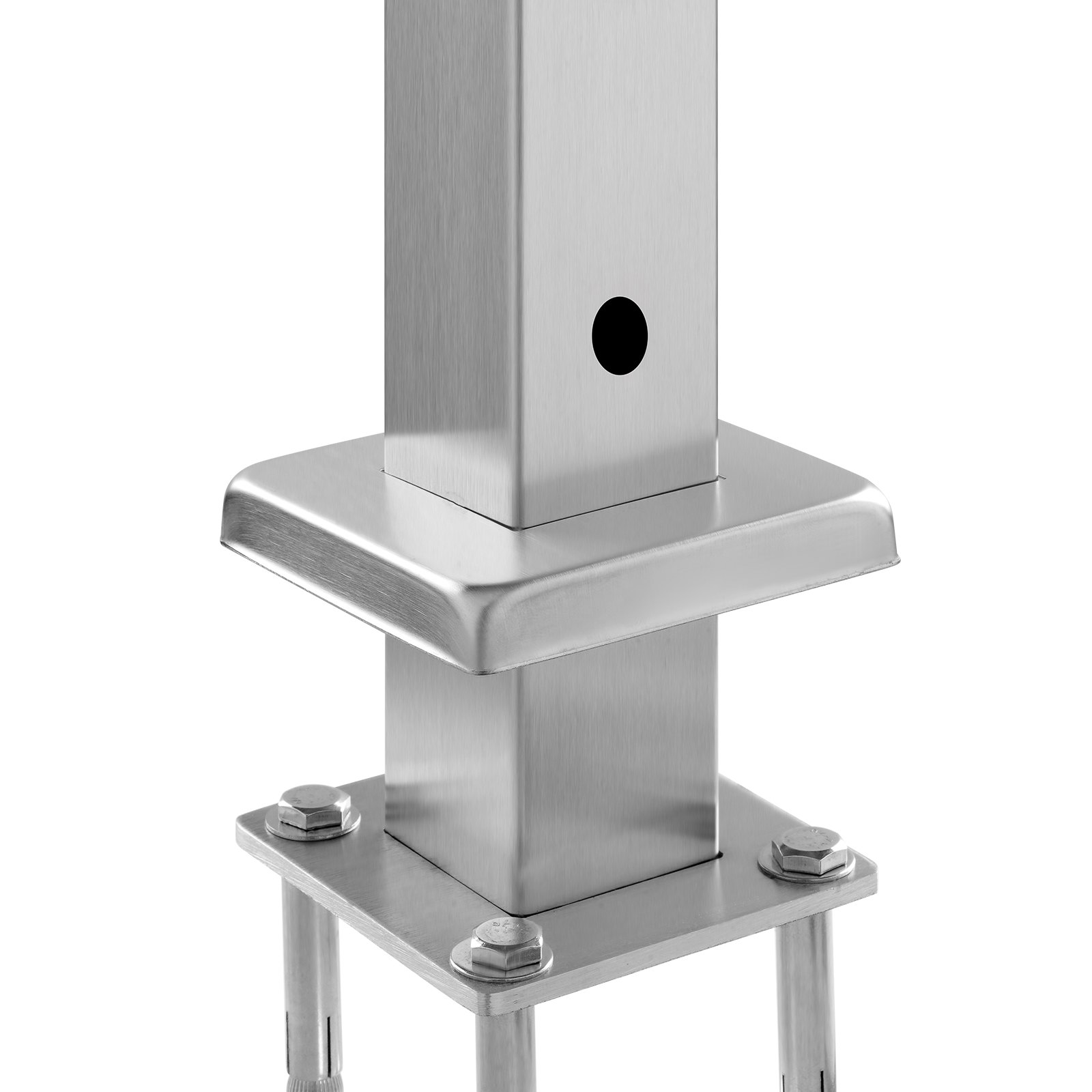 VEVOR Cable Railing Post, 42x2x2 Inch Level Deck Stair Posts, 1-Pack Stainless Steel Cable Handrail Post, Pre-Drilled Pickets with Mounting Bracket Stair Railing Kit, Silver, 1JZLGZXYS1061EF8W001V0