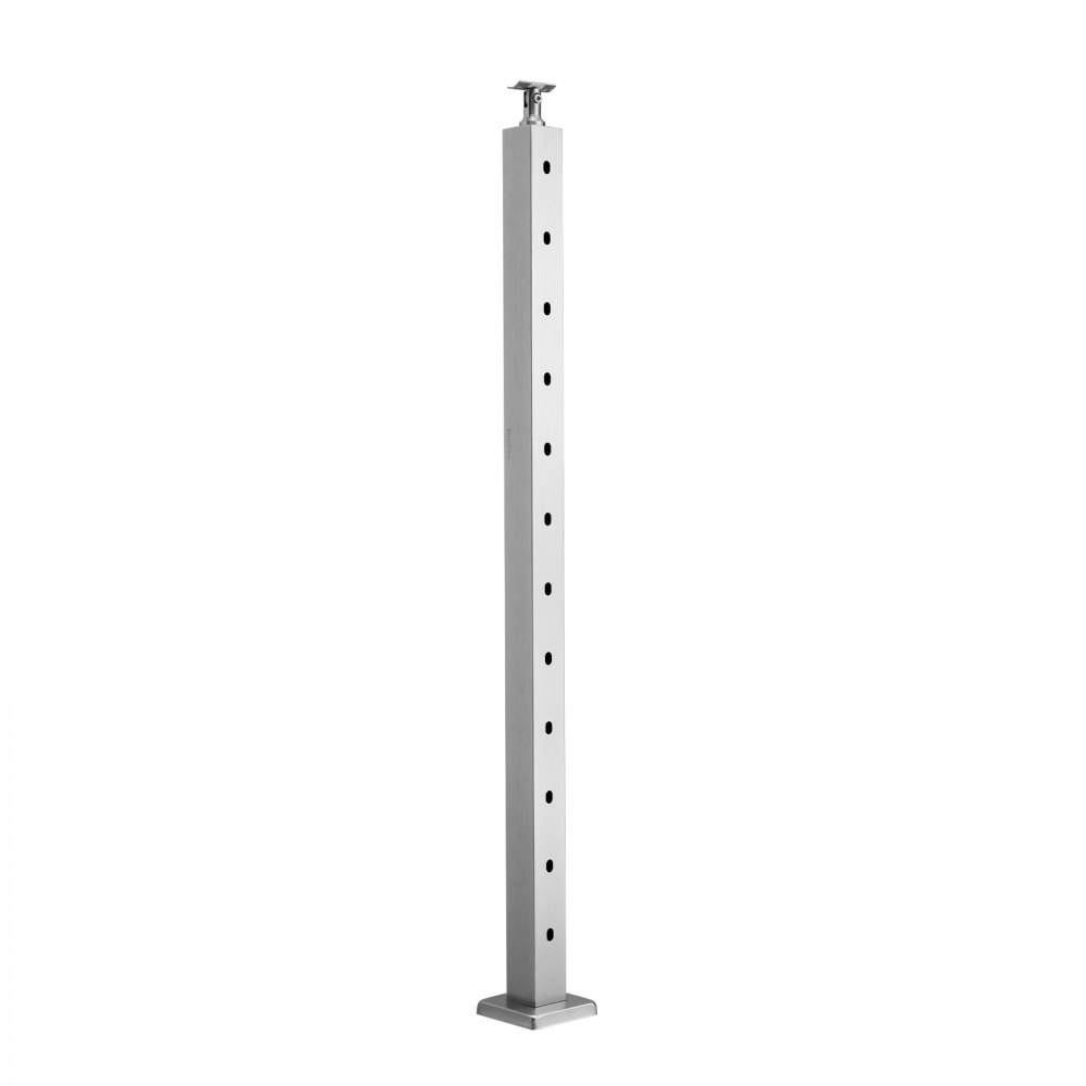 VEVOR kabelleuningpaal, 107x5x5 cm, met voorgeboorde gaten van 30°, roestvrij staal met horizontale en gebogen beugel, 1 stuk, zilver, 1JZLGZXYS1062TLWC001V0