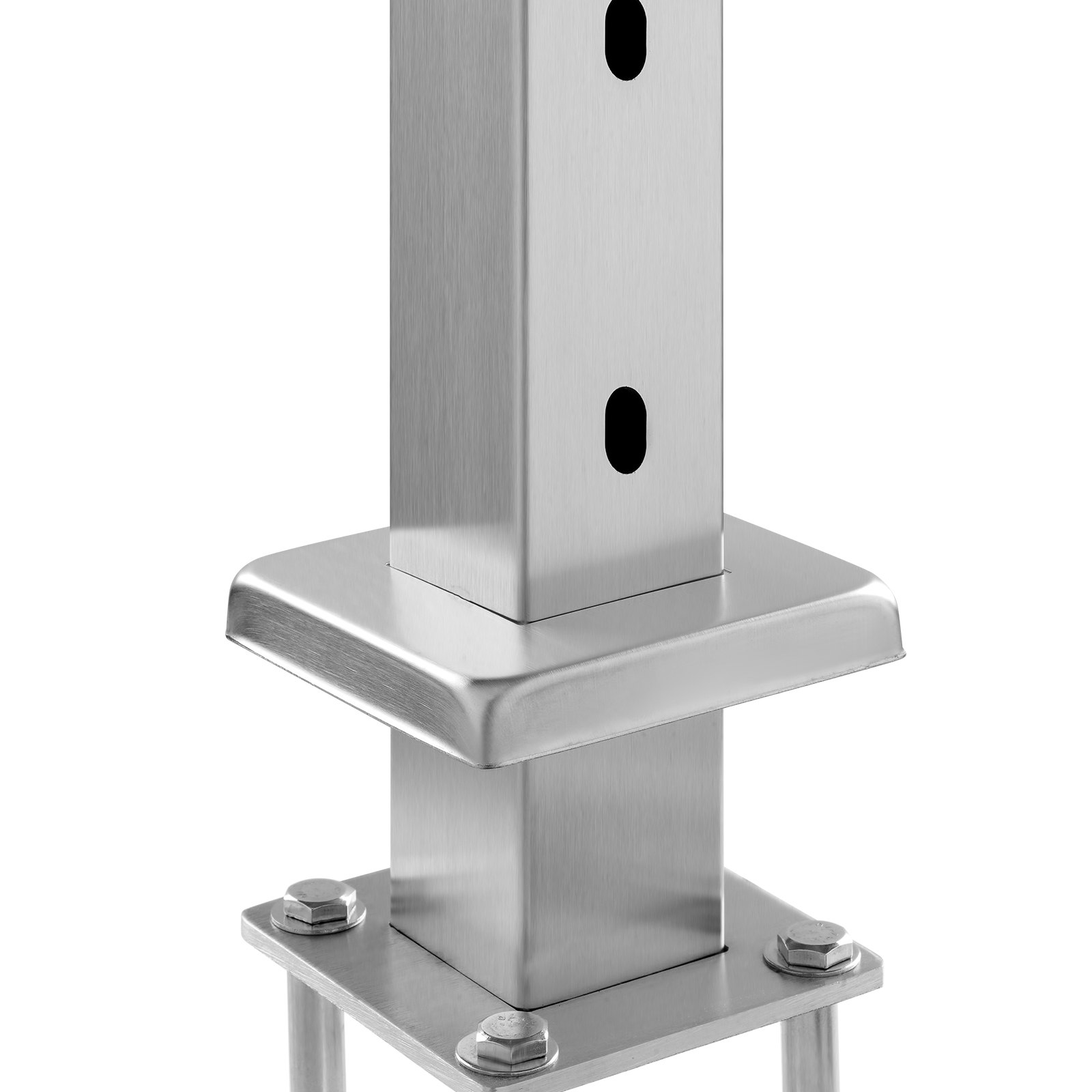 VEVOR kabelleuningpaal, 107x5x5 cm, met voorgeboorde gaten van 30°, roestvrij staal met horizontale en gebogen beugel, 1 stuk, zilver, 1JZLGZXYS1062TLWC001V0