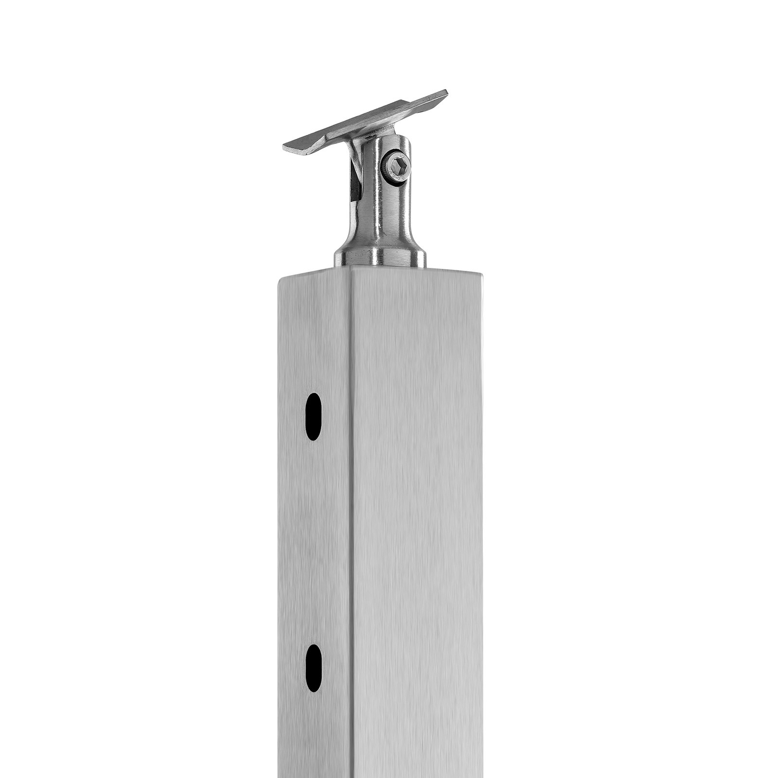 VEVOR kabelleuningpaal, 107x5x5 cm, met voorgeboorde gaten van 30°, roestvrij staal met horizontale en gebogen beugel, 1 stuk, zilver, 1JZLGZXYS1062TLWC001V0