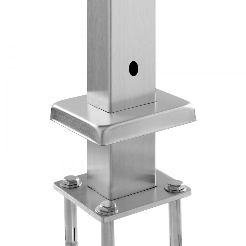 VEVOR Cable Railing Post, 36x1x2 Inch Level Deck Stair Posts, 1-Pack Stainless Steel Cable Handrail Post, Pre-Drilled Pickets with Mounting Bracket Stair Railing Kit, Silver, 1JZLGZXYS914I4BDB001V0