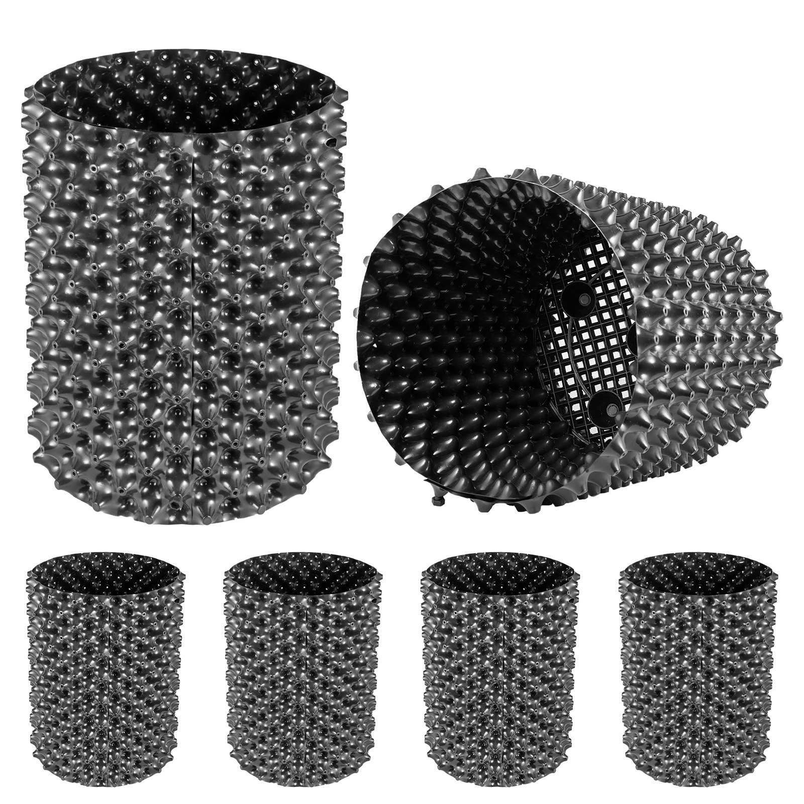 VEVOR 6PCS Air Root Pruning Pots, 2.5 Gallon Garden Propagation Pot, Black Equivalent Pot, Recycled Air-pruning Container, Air Root Pots Plant Root Trainer, with Base Screws & Non-Woven Fabric Pot