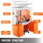 Professionele fruitpers met automatische invoer Automatische sapcentrifuge Sinaasappelpers