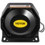 VEVOR emergency siren kit - black siren with yellow VEVOR logo, warning label on top.