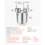 VEVOR 50L distillatiesysteem met stampvat, waterpomp, thermometer (zilver), distillatieset met thermometer met dubbele schaalverdeling voor whisky, wijn en brandy, thuisbrouwset voor hobby- en keukengebruik