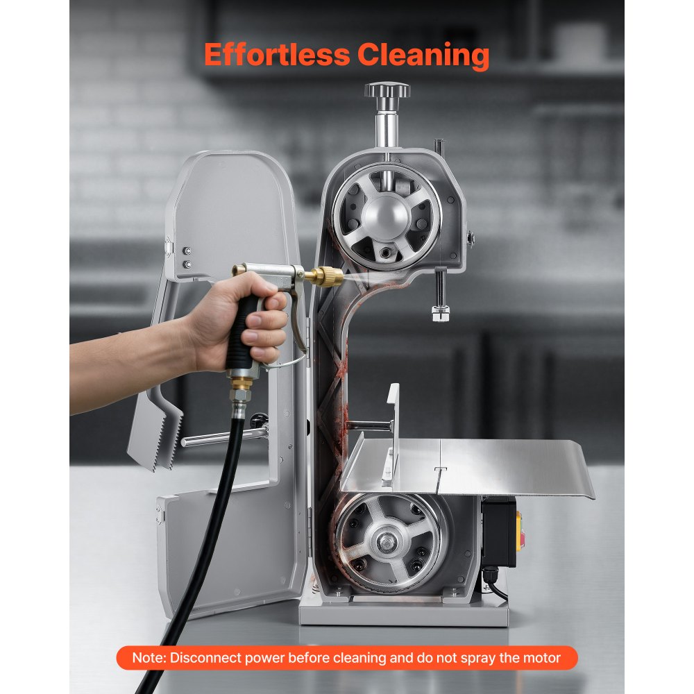 VEVOR elektrische vleesbandzaag 1500 W, bottenzaagmachine met werkoppervlak (315 x 460 mm), zaagdikte (0-110 mm) en 7 extra reservebladen, voor bevroren vlees en varkensvlees.