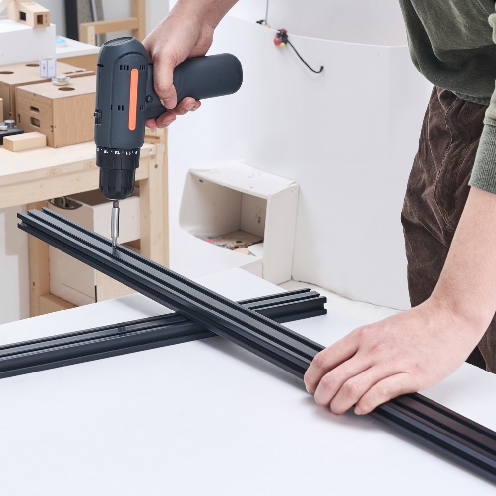 VEVOR 5-delige set 2000 mm T-sleuf 2040 aluminium extrusieprofiel, geanodiseerde lineaire rail volgens Europese norm, sleufprofiel voor 3D-printers, CNC-machines, doe-het-zelf, lasergraveren, zwart