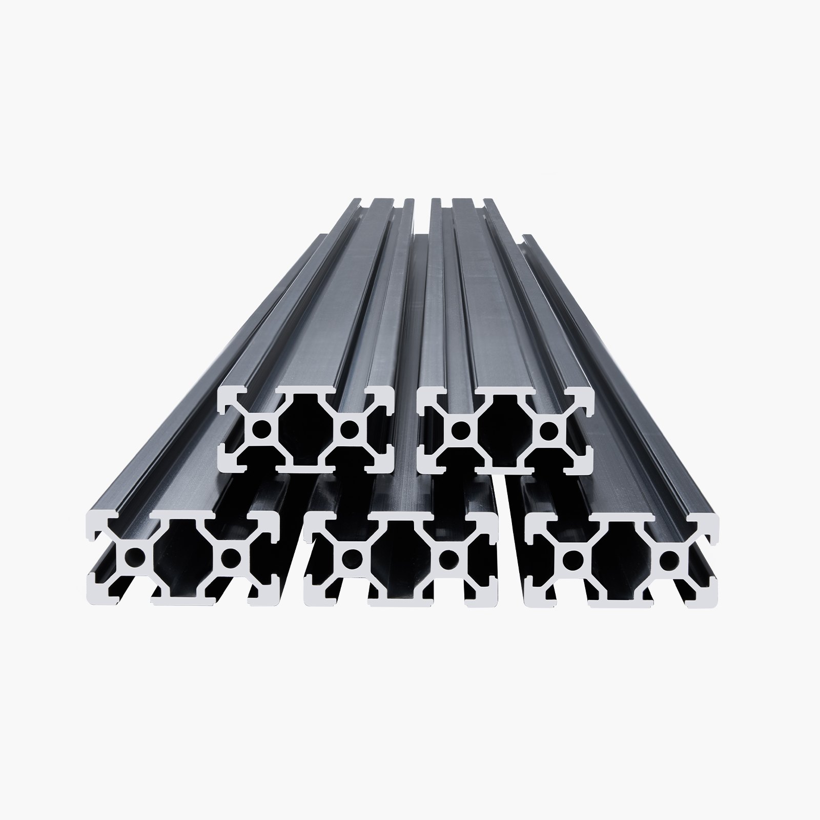 VEVOR Set van 5 aluminium profielen 1500 mm T-sleuf 2040 aluminium extrusieprofiel, geanodiseerde lineaire rail volgens Europese norm, groefprofiel voor 3D-printer, CNC-machine DIY, lasergravering, zwart