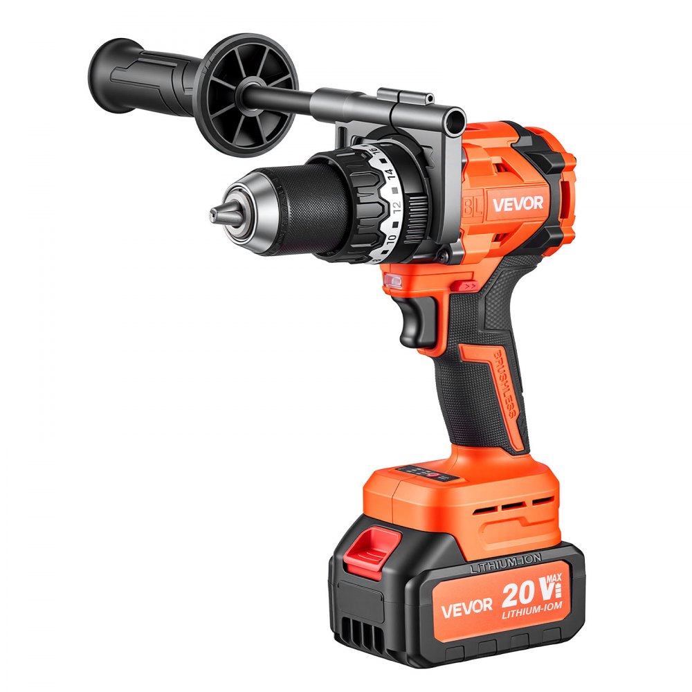VEVOR Accu-klopboormachine 20V 12,7 mm 24000 slagen per minuut 550 tpm/2200 tpm, voor boren in hout en metaal en voor schroeven, 4000 mAh lithium-ion accu en lader, met volledig metalen boorkop, 160 Nm