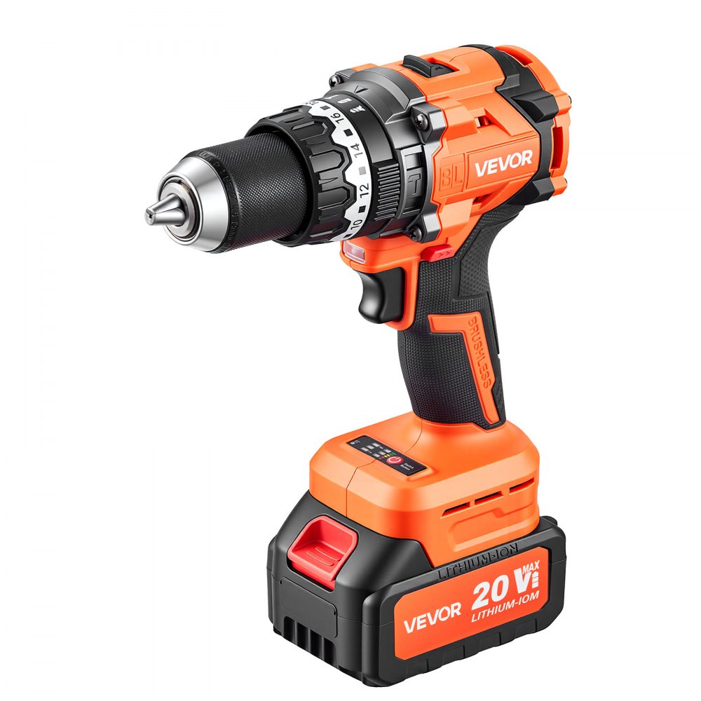VEVOR Accu-klopboormachine 20V 12,7 mm 24000 slagen per minuut 550 tpm/2200 tpm, voor boren in hout en metaal en voor schroeven, 4000 mAh lithium-ion accu en lader, met volledig metalen boorkop, 160 Nm