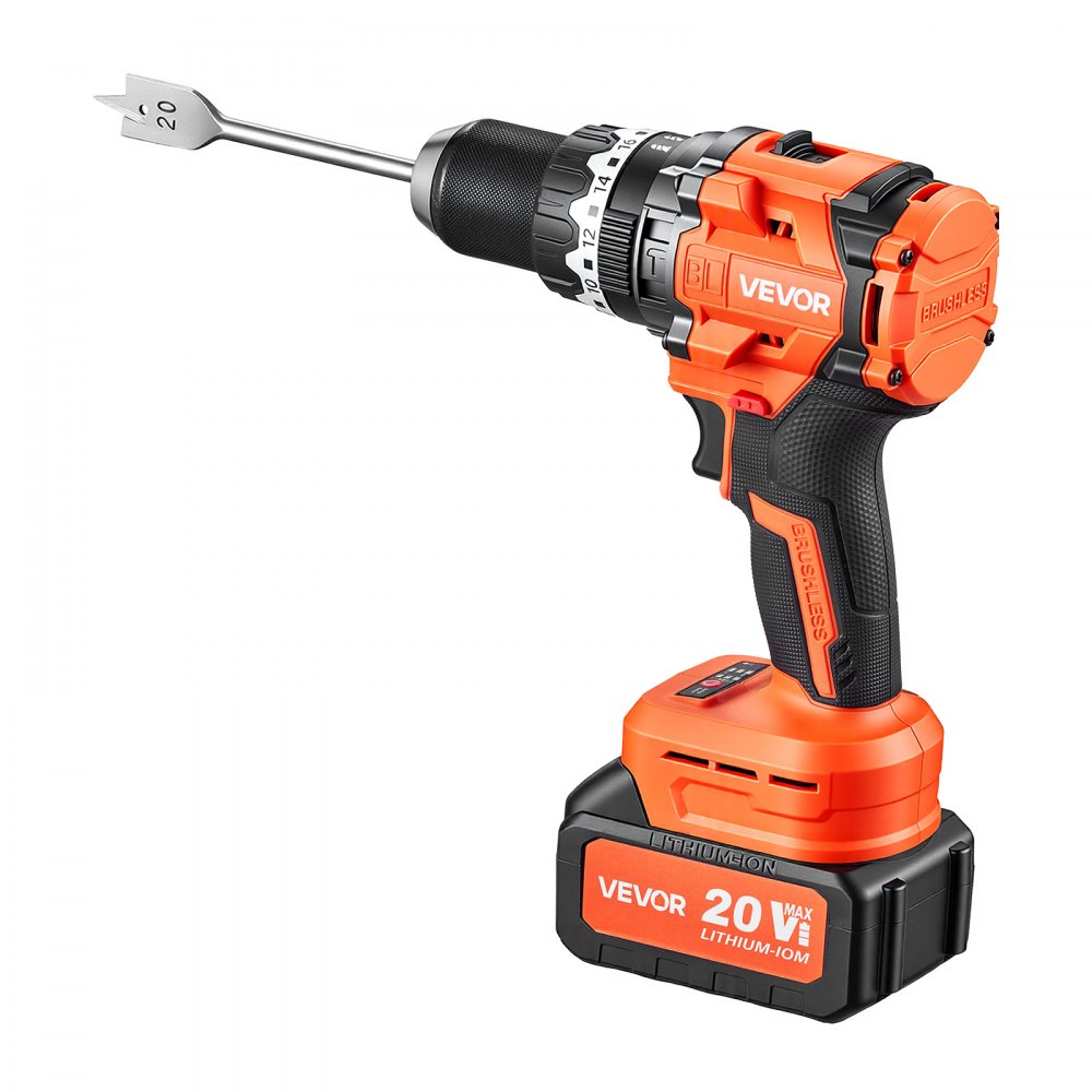 VEVOR Accu-klopboormachine 20V 12,7 mm 24000 slagen per minuut 550 tpm/2200 tpm, voor boren in hout en metaal en voor schroeven, 4000 mAh lithium-ion accu en lader, met volledig metalen boorkop, 160 Nm
