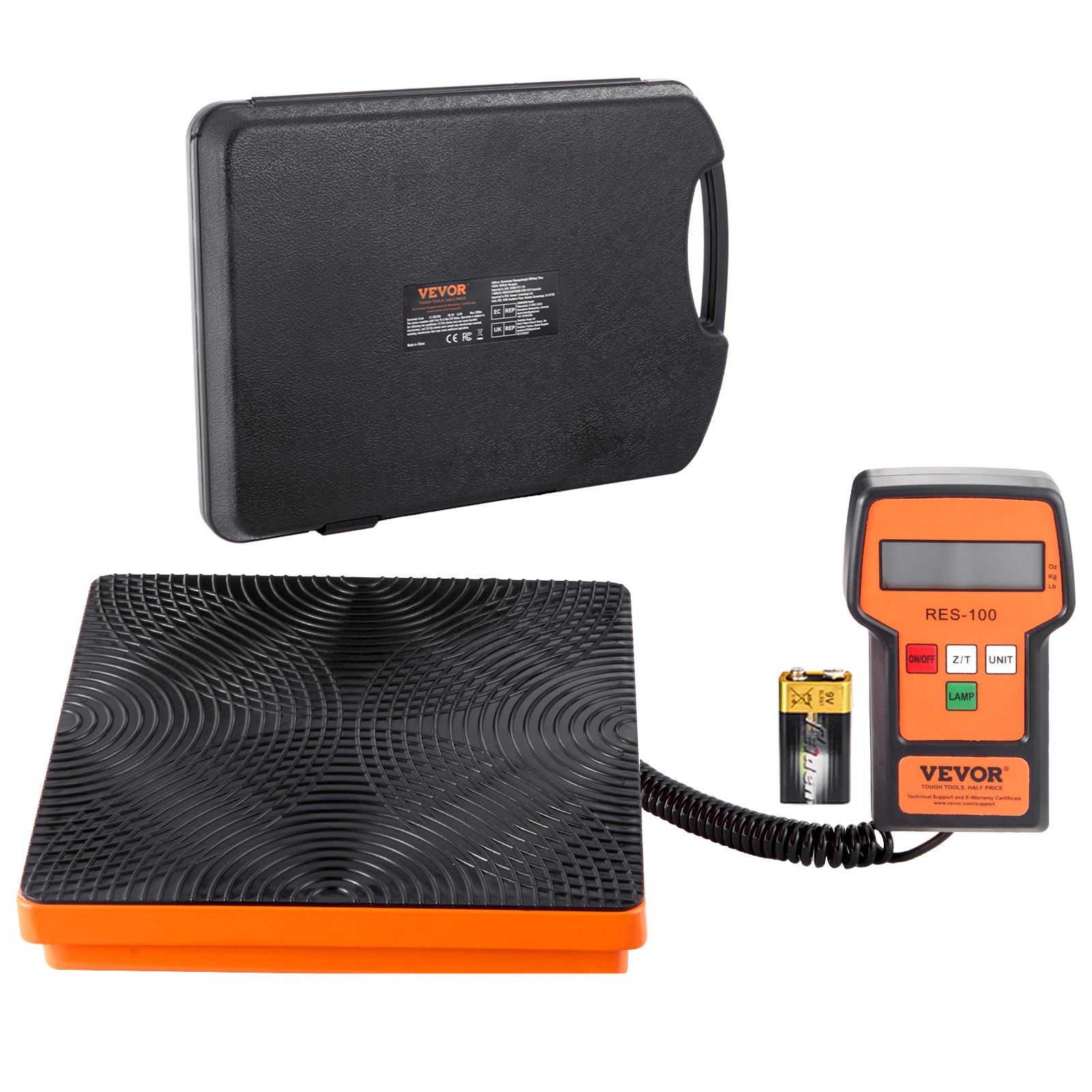 VEVOR Koelmiddelweegschaal 100 kg Oplaad- en herstelfreonweegschaal, met bekabelde afstandsbediening, 5 g hoge precisie elektronische digitale herstelweegschaal met koffer en droge batterij