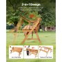 VEVOR 2-in-1 Transforming Interchangeable Picnic Table, Outdoor Wooden Table and Bench Set, Portable Foldable Bench with Umbrella Hole, Patio Dining Furniture for Garden, Backyard, Porch (Brown)