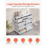 VEVOR 10 Drawer Dresser, Fabric Drawer Dresser with Fabric Bins, Closet Storage Drawers with Easy Pull Handle and Sturdy Steel Frame, Fabric Storage Tower for Bedroom, Hallway, Closet, Nursery, White