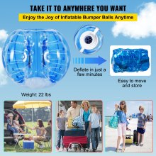 BuoQua 2PCS 1.5M Inflatable Bumper Football PVC Zorbing Ball Family Fun Zorb Ball Soccer Bubble for Adults or Child Outdoor Activity Blue and Red Transparent