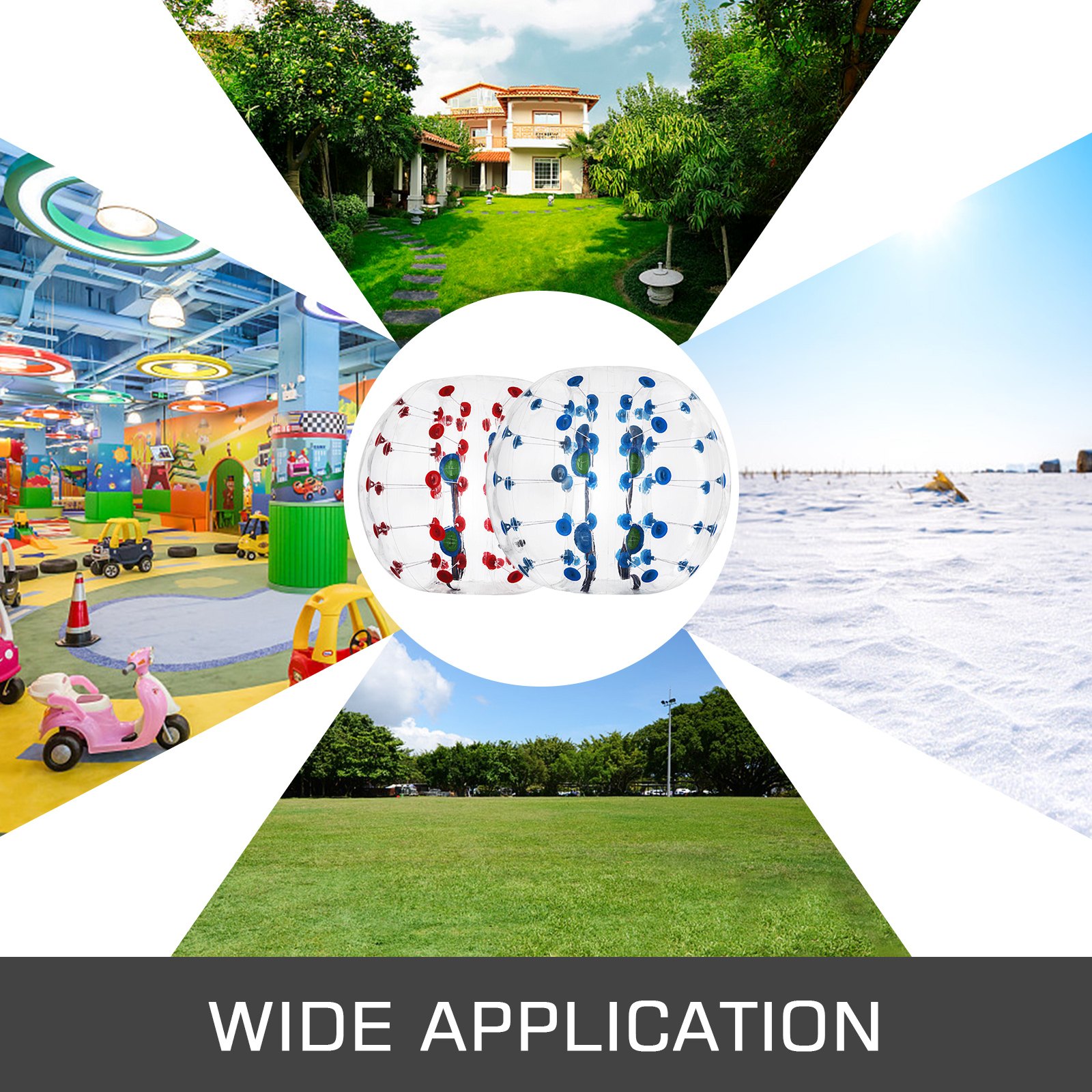 VEVOR 2x1.5M Opblaasbare Zorb Ball Bubble Voetbal Bumper Bal Outdoor Activiteit