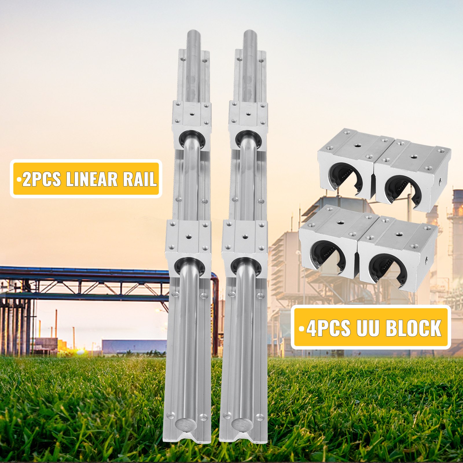 VEVOR Linear Rail Guide 2X SBR20-650mm Linear Slide Rail + 4 SBR20UU Block for Automated Machines and Equipments