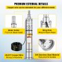 VEVOR Stainless Steel Submersible Well Pump 220V Submersible Pump for Wells 0.55KW Depth Pump Up to 100m Flow Rate 2000L / H Submersible Pump with 14m Cable