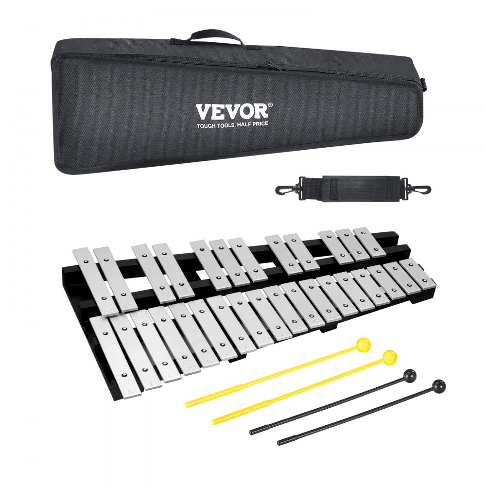 VEVOR 30 Note Glockenspiel Xylophone Bell Kit with Mallets, Drum Sticks and Bag