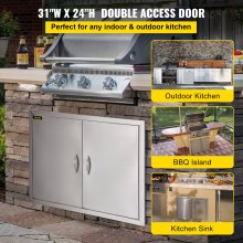 BuoQua Outdoor Kitchen Doors BBQ Access Door 31 x 24 inch Stainless Steel BBQ Double Walled Door Outdoor Kitchen Island Doors for Outdoor Kitchen