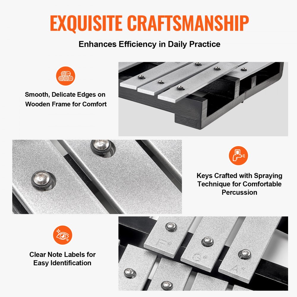 VEVOR 32-toetsen klokkenspel xylofoonset, percussie-instrument met stokken, drumstokken en draagtas, professionele klokkenspel xylofoon percussie-instrumentset voor volwassenen en studenten