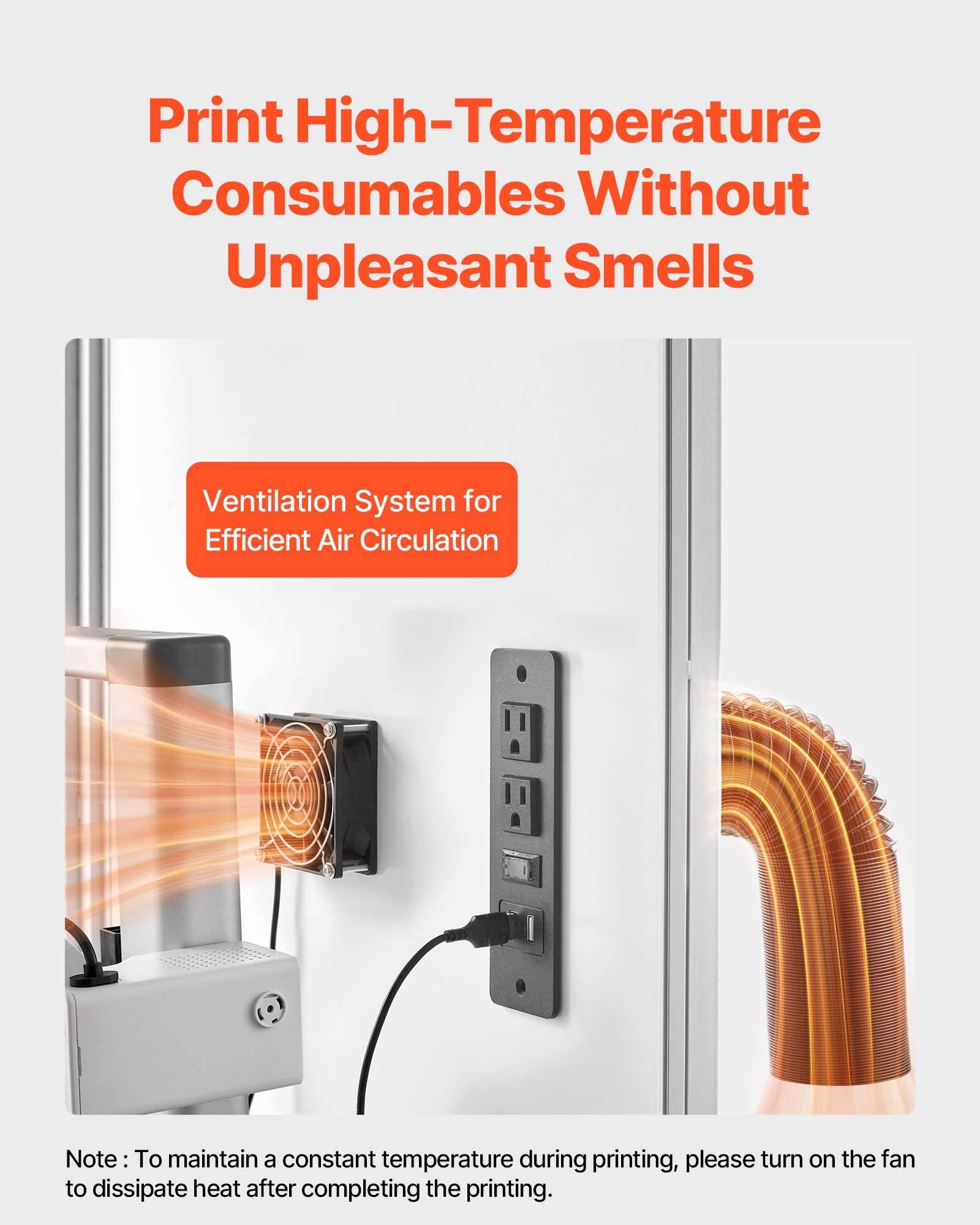 VEVOR 3D-printerbehuizing/printertent (60 x 60 x 80 cm), stof- en waterdichte beschermkap met constante temperatuur, LED-verlichting en ventilatie, compatibel met Bambu Lab, Ender, Neptune en Kobra.