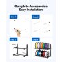 VEVOR Wall Mount Printer Filament Storage Rack, 2-Tier Wall Bracket Storage Shelf, Rolling Filament Spool Holders Racks with Wheels, Filaments Organzied for 3D Printing Studio, Workshop (Shelf Only)