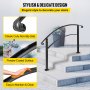 BuoQua 3FT Adjustable Handrail Fits for 2 or 3 Steps Matte Black Stair Rail Wrought Iron Handrail with Installation Kit Hand Rails for Outdoor Steps