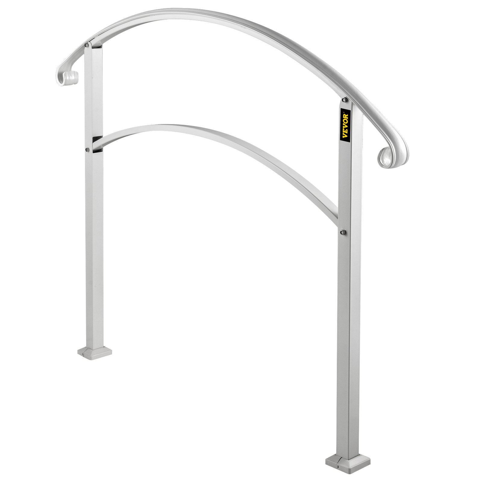 VEVOR Handrails for Outdoor Steps, Fit 1 or 3 Steps Outdoor Stair Railing, White Wrought Iron Handrail, Flexible Front Porch Hand Rail, Transitional Handrails for Concrete Steps or Wooden Stairs
