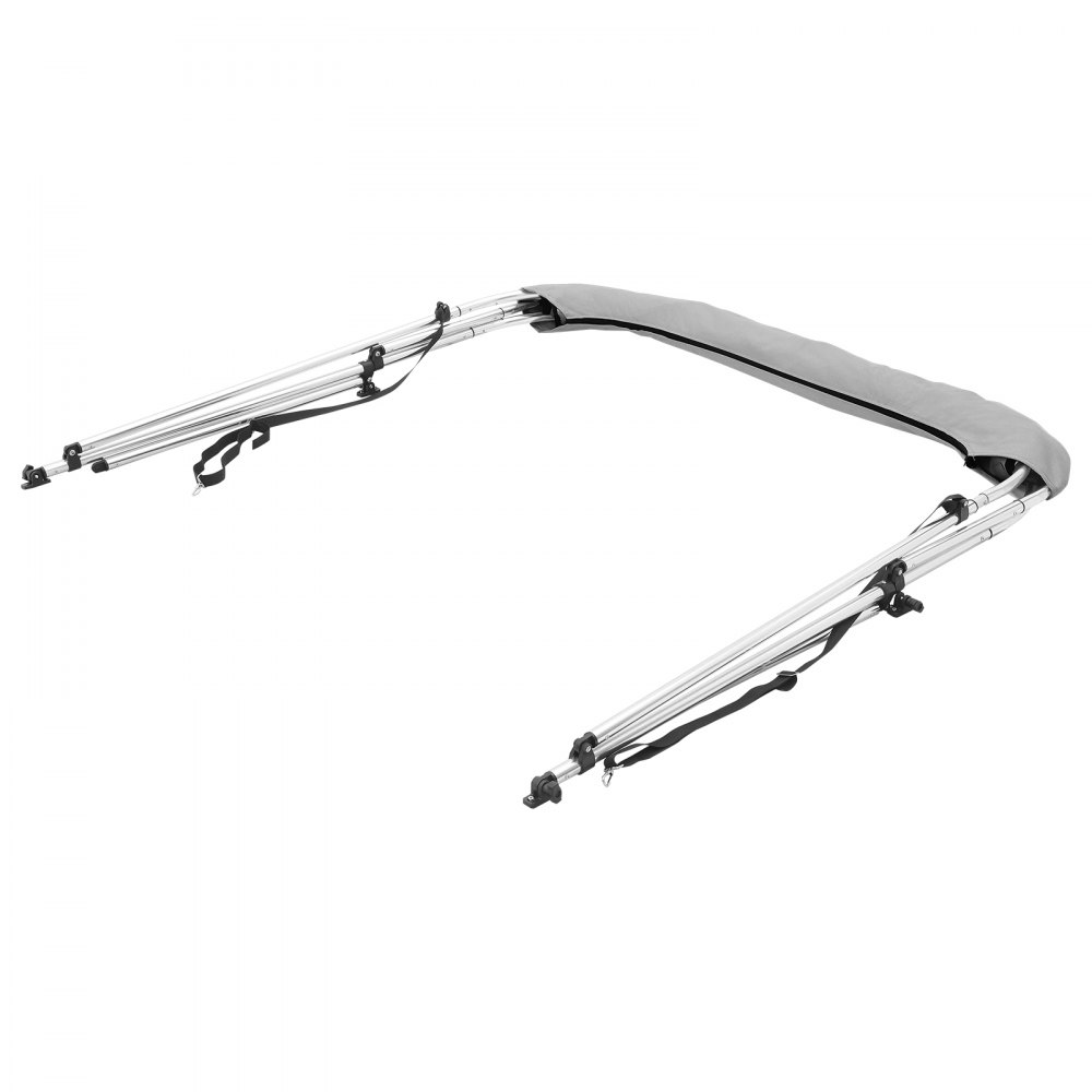VEVOR 3-boogs Biminitop boothoes, installatiebreedte 155-167 cm, 900D polyester luifel met aluminium frame, waterdicht en zonwerend, inclusief opbergdoos, 2 steunpalen, lichtgrijs