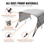 VEVOR 3 Bow Bimini Top Boat Cover, Detachable Mesh Sidewalls, 600D Polyester Canopy with 1" Aluminum Alloy Frame, Includes Storage Boot, 2 Support Poles, 2 Straps, 6'L x 46"H x 79"-84"W, Light Grey