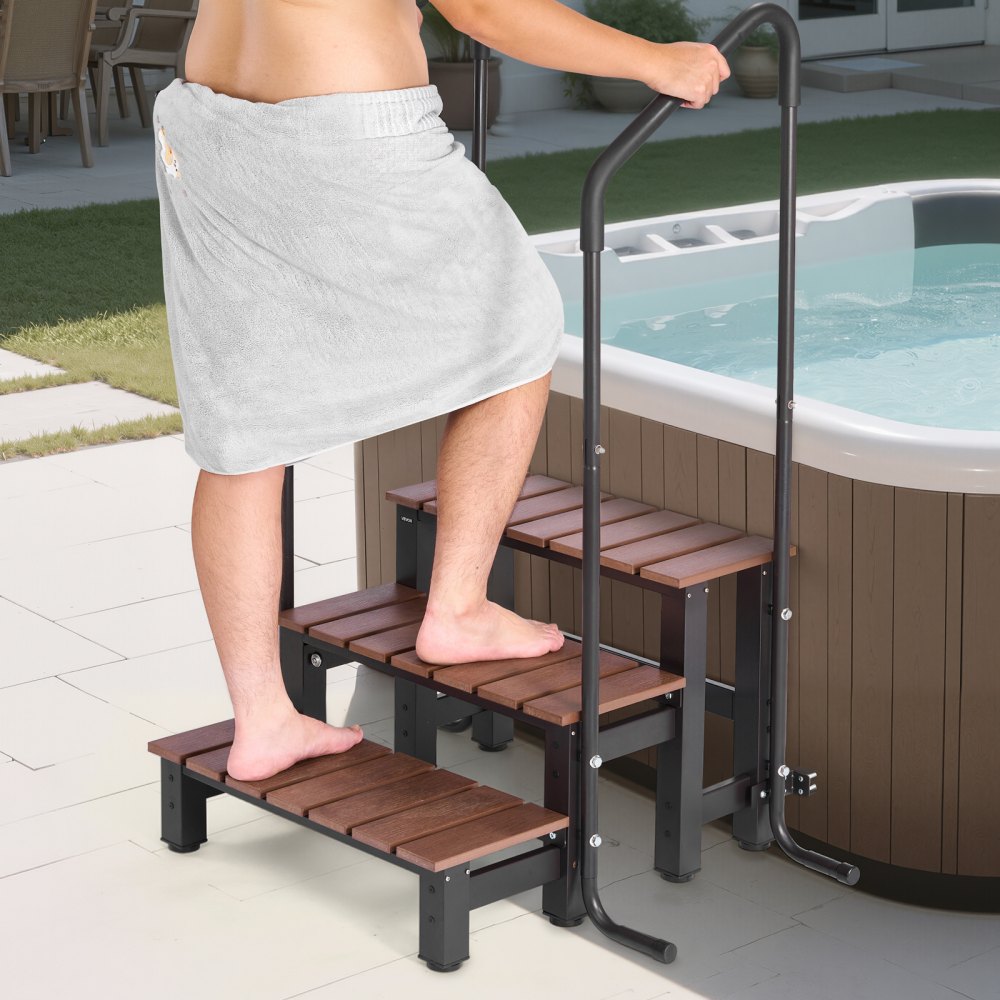 VEVOR Badkuipopstapje Zwembadopstapje 3-treden Camperopstapje, 640,08 mm breed Buitenopstapje voor bovengrondse/opblaasbare zwembaden met een draagvermogen van 249,48 kg, Veelzijdig te gebruiken voor veranda of terras