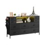 VEVOR 10 Drawer Dresser, Fabric Drawer Dresser with Fabric Bins, Closet Storage Drawers with Open Storage Shelf, LED Lights & Built-in Outlet, Fabric Storage Tower for Bedroom, Hallway, Closet, Black