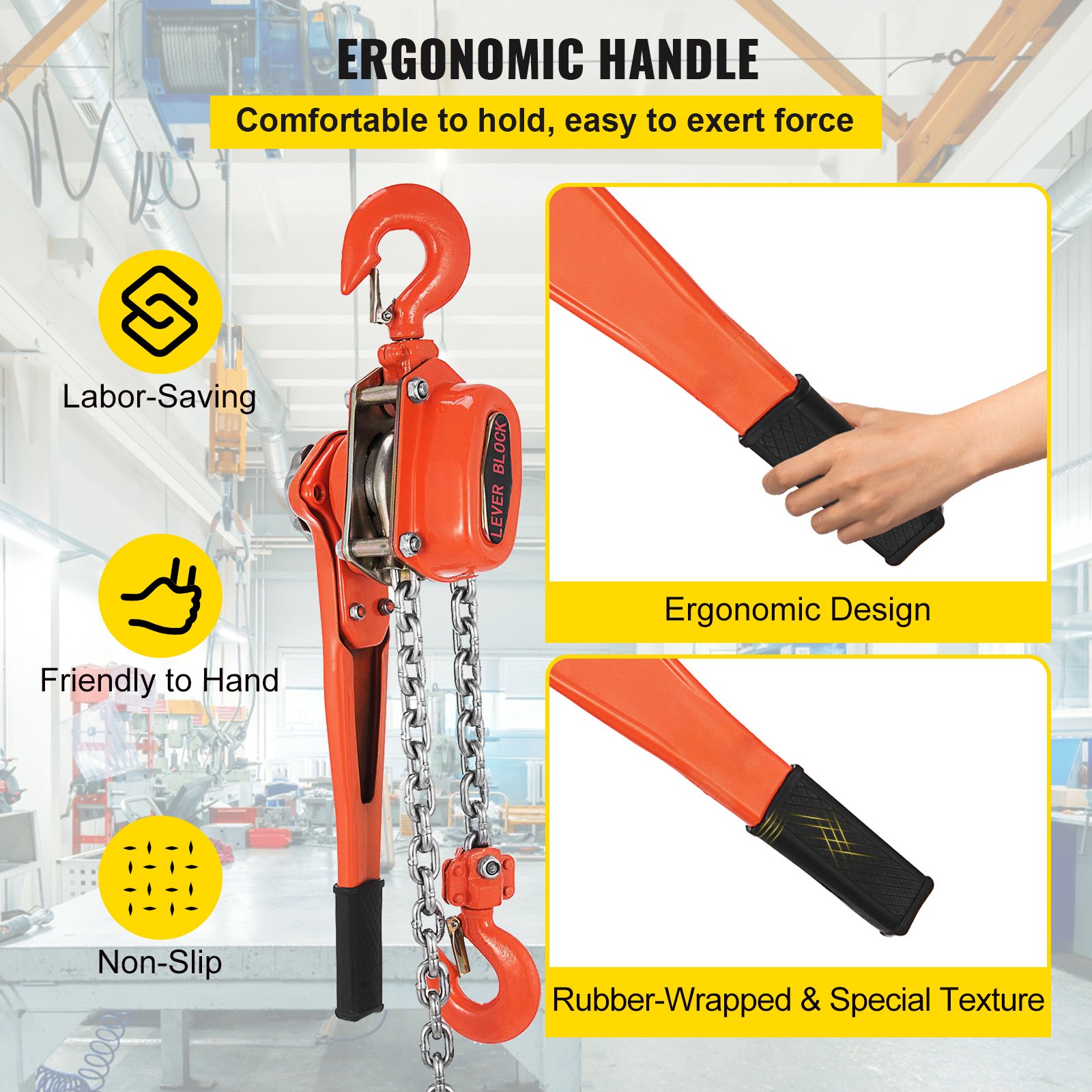 VEVOR 3T Chian Hoist Manual Lever Chain Hoist 3M 6600lbs 10ft Ratcheting Lever Block Chain Hoist Come Along Puller Pulley for Warehouse Garages