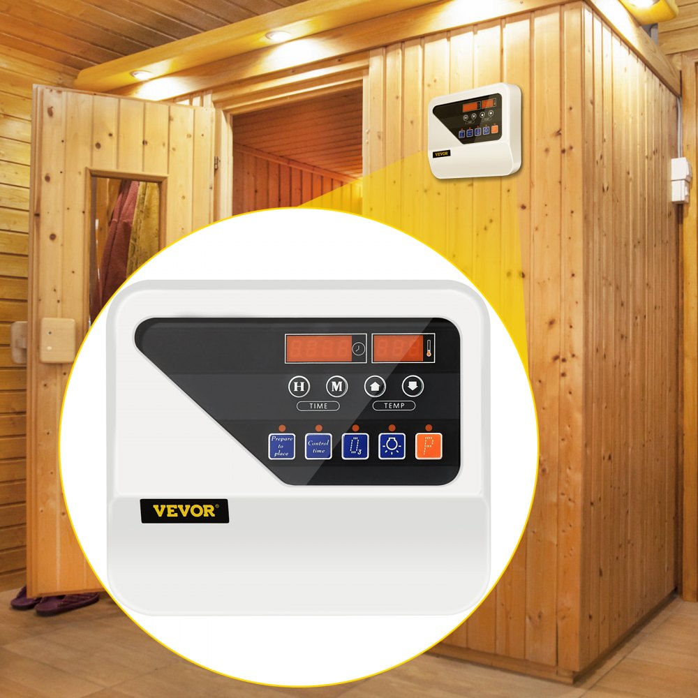 VEVOR External Sauna Heater Controller for 3KW-9KW Sauna Heaters Control Unit Sauna Stove Controller 104-221℉ Time Temperature