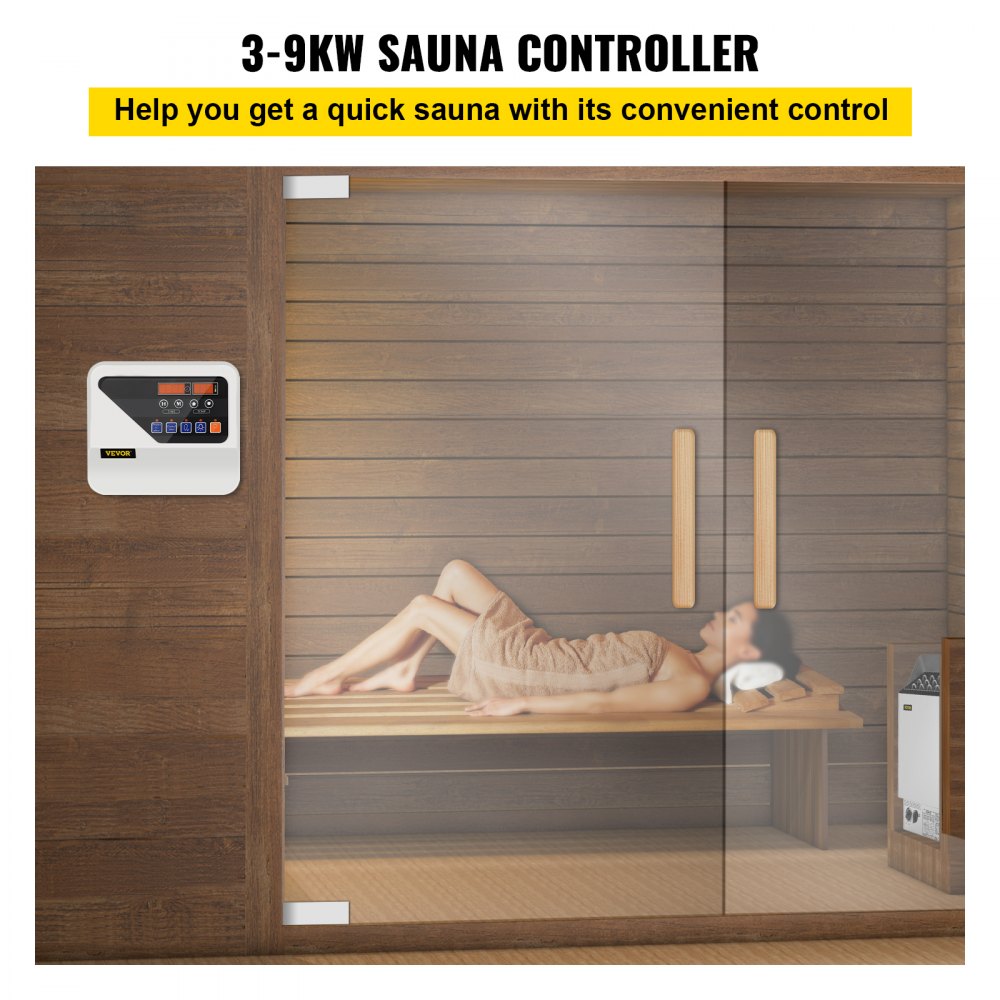 VEVOR 400V Saunakachel Bedieningseenheid, Digitale Saunakachel Controller, Digitaal Saunakachel Bedieningsdisplay met Externe Bedieningseenheid, 25 x 22 x 7,6 cm, Externe Digitale Controller voor Hotels en Sportscholen
