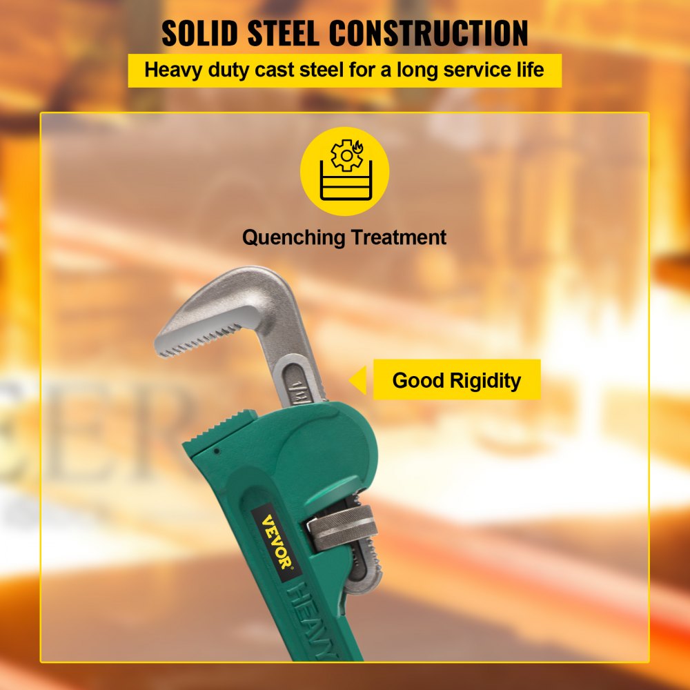 Mophorn Steel Straight Pipe Wrench 48", Steel Pipe Wrench High Hardness and Wear-resistance,Adjustable Plumbing Pipe Wrench 4.3" Jaw Capacity,Straight Handle Plumbers Tool