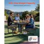 VEVOR Vierkante picknicktafel met 4 banken, weerbestendige tuinmeubelset, gecoate stalen tafels met parasolgat, tuinmeubelen voor op de veranda (zwart)