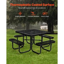 VEVOR Picknicktafel Weerbestendig Terras Eetmeubelen Stalen Tafel Kamperen Vierkant