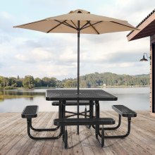 VEVOR Picknicktafel Weerbestendig Terras Eetmeubelen Stalen Tafel Kamperen Vierkant