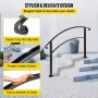 BuoQua 4FT Adjustable Handrail Fits for 3 or 4 Steps Matte Black Stair Rail Wrought Iron Handrail with Installation Kit Hand Rails for Outdoor Steps