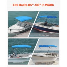 VEVOR Biminitop Boothoes Bootdak Zonnescherm Blauw 4 Boeg 216-229cm