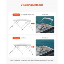 VEVOR Bimini Top Boothoes Bootdak Zonnescherm Lichtgrijs 4 Bogen 216-229cm