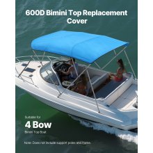 VEVOR Vervangende Boothoes Bootluifel Biminitop voor Boten 246-262cm Blauw